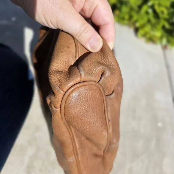 Fossil Medium Light Brown Pebble Leather Cinch Hobo Bag 2010s Y2k Quality - Picture 7 of 7